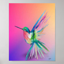 Rainbow Hummingbird Premium Canvas Poster (8x10)