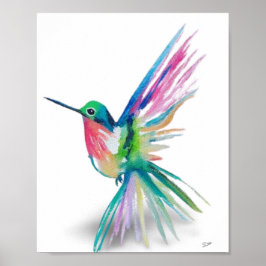 Rainbow Hummingbird Premium Canvas Poster (8x10)