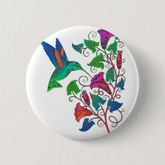Rainbow Hummingbird Ronde Button 5,7 Cm (Voorkant)