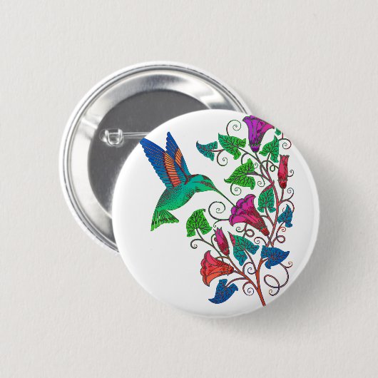 Rainbow Hummingbird Ronde Button 5,7 Cm (Voorkant /achterkant)