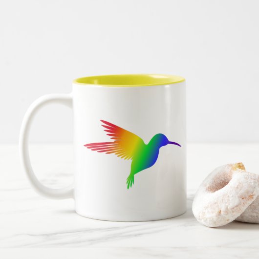 Rainbow Hummingbird Tweekleurige Koffiemok (Met donut)