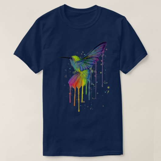 Rainbow Hummingbird Watercolor  T-shirt (Design voorkant)