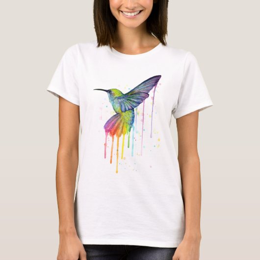 Rainbow Hummingbird Waterverf Shirt (Voorkant)
