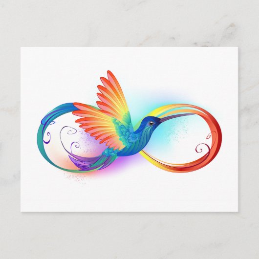 Rainbow Hummingbird with Infinity symbol Aankondigingskaart (Voorkant)