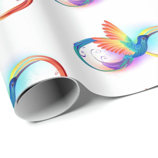 Rainbow Hummingbird with Infinity symbol Cadeaupapier (Rol Hoek)