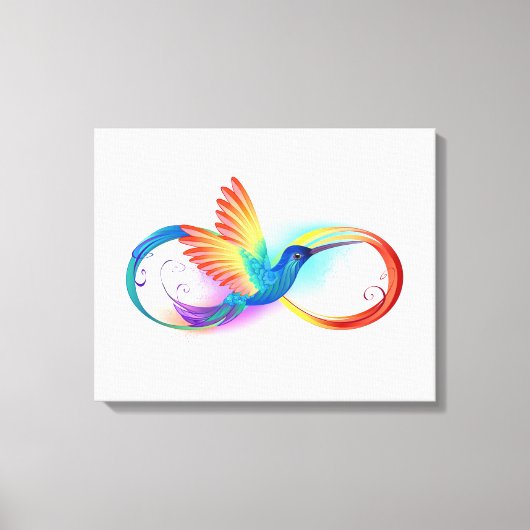 Rainbow Hummingbird with Infinity symbol Canvas Afdruk (Voorkant)