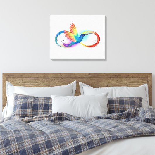 Rainbow Hummingbird with Infinity symbol Canvas Afdruk (Insitu (Slaapkamer))