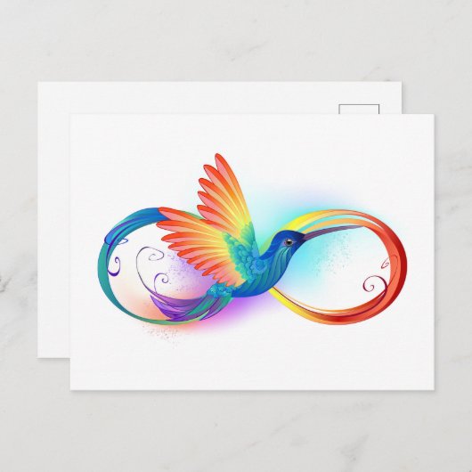 Rainbow Hummingbird with Infinity symbol Feestdagenkaart (Voorkant / Achterkant)