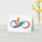 Rainbow Hummingbird with Infinity symbol Kaart (Gele Bloem)