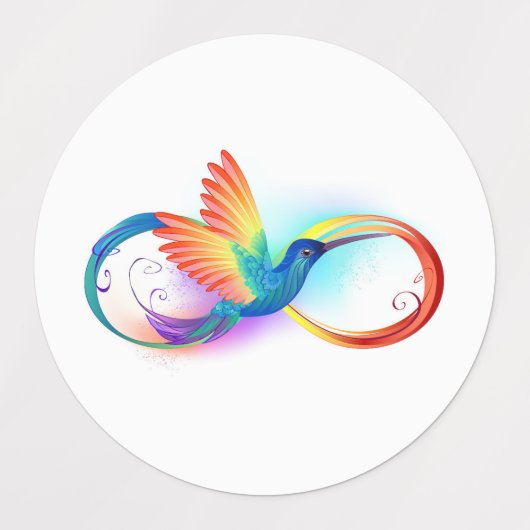 Rainbow Hummingbird with Infinity symbol Labels (Design 2)