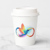 Rainbow Hummingbird with Infinity symbol Papieren Bekers (Achterkant)