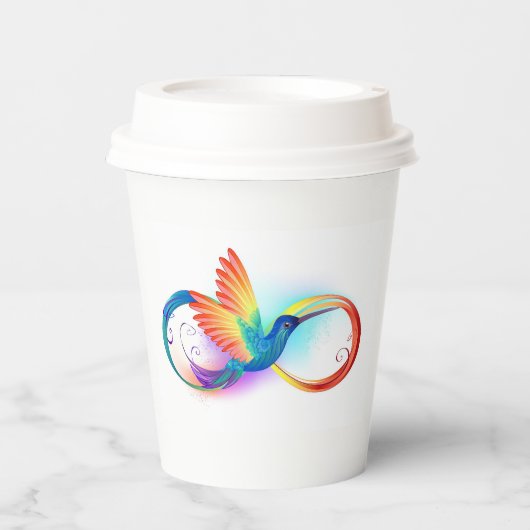 Rainbow Hummingbird with Infinity symbol Papieren Bekers (Voorkant)