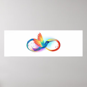 Rainbow Hummingbird with Infinity symbol Poster