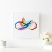 Rainbow Hummingbird with Infinity symbol Vierkante Klok (Huis)