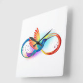 Rainbow Hummingbird with Infinity symbol Vierkante Klok (Hoek)
