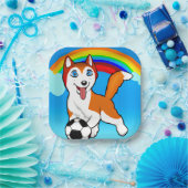 Rainbow Husky Papieren Bordje (Feest)
