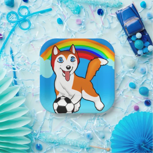 Rainbow Husky Papieren Bordje (Feest)