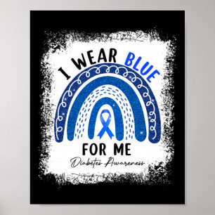Rainbow I Draag blauw lintje voor me T1D diabetes Poster