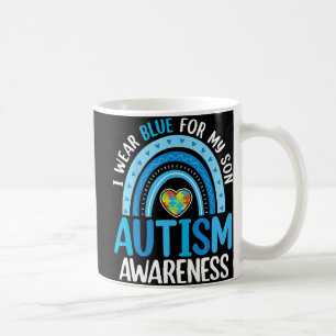Rainbow I Draag Blue for My Son Autism Awareness Koffiemok