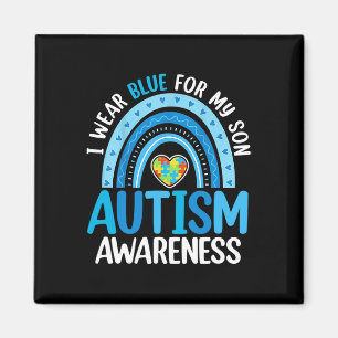 Rainbow I Draag Blue for My Son Autism Awareness Magneet