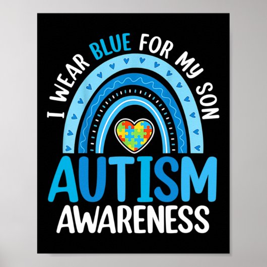 Rainbow I Draag Blue for My Son Autism Awareness Poster (Voorkant)