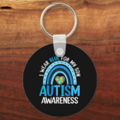 Rainbow I Draag Blue for My Son Autism Awareness Sleutelhanger (Voorkant)