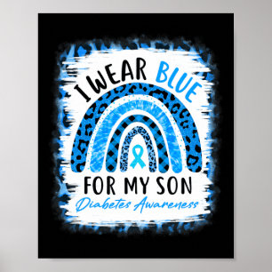 Rainbow I Draag Blue Ribbon voor mijn zoon T1d dia Poster