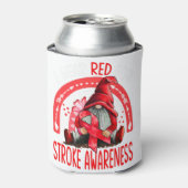 Rainbow I Draag Red Stroke Awareness Gnomen Blikjeskoeler (Blikje Voorkant)