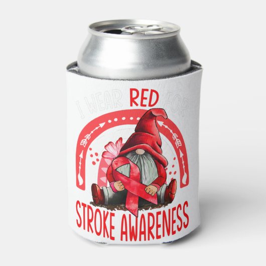 Rainbow I Draag Red Stroke Awareness Gnomen Blikjeskoeler (Blikje Voorkant)