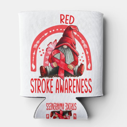 Rainbow I Draag Red Stroke Awareness Gnomen Blikjeskoeler (Achterkant)