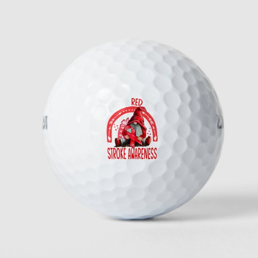 Rainbow I Draag Red Stroke Awareness Gnomen Golfballen (Voorkant)