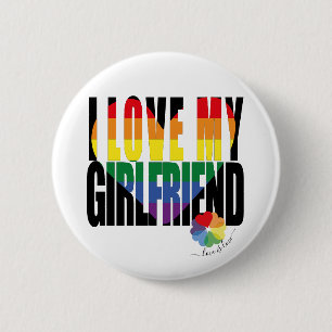 Rainbow I hou van mijn Vriendin hart Ronde Button 5,7 Cm