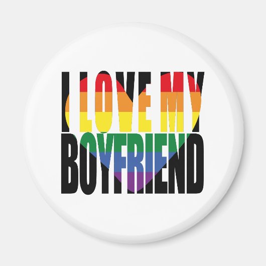 Rainbow I Love My Boyvriend Heart Magneet (Voorkant)