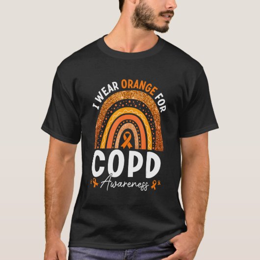 Rainbow I Wear Orange Ribbon For COPD Awareness T-shirt (Voorkant)