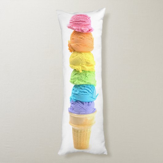 Rainbow Ice Cream Cone Body Pillow Lichaamskussen (Achterkant (Verticaal))