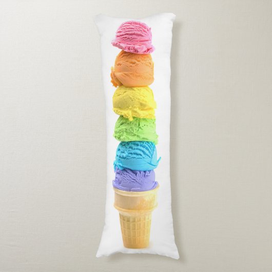 Rainbow Ice Cream Cone Body Pillow Lichaamskussen (Voorkant Verticaal)