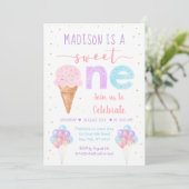 Rainbow Ice Cream First Birthday Kaart (Staand voorkant)