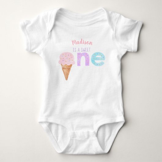 Rainbow Ice Cream First Birthday Romper (Voorkant)