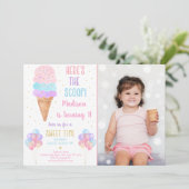 Rainbow Ice Cream Hier is de scoop verjaardag Kaart (Staand voorkant)