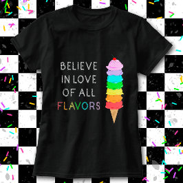 Rainbow Ice Cream LGBT Love Diversity Pride Zwart T-shirt