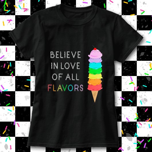 Rainbow Ice Cream LGBT Love Diversity Pride Zwart T-shirt
