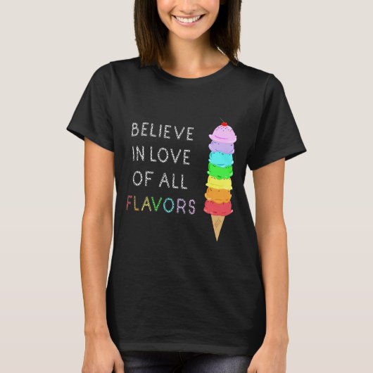 Rainbow Ice Cream LGBT Love Diversity Pride Zwart T-shirt (Voorkant)