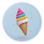 Rainbow Ice Cream met sprinken Keramische Knop (Voorkant)