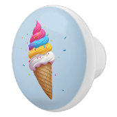 Rainbow Ice Cream met sprinken Keramische Knop (Rechts)