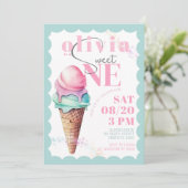 Rainbow Ice Cream Sweet One Eerste 1e Verjaardag Kaart (Staand voorkant)