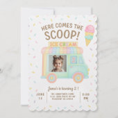 Rainbow Ice Cream Truck Photo Birthday  Kaart (Voorkant)