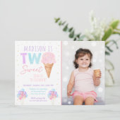 Rainbow Ice Cream Twee Zoete Verjaardagen Kaart (Staand voorkant)