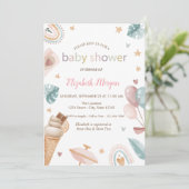 Rainbow Ice crème Balloons Stip Baby shower Kaart (Staand voorkant)