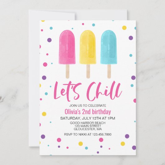 Rainbow Ice Pop Let's Chill Summer Birthday Kaart (Voorkant)