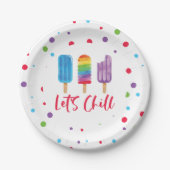 Rainbow Ice Pop Let's Chill Summer Birthday Papieren Bordje (Voorkant)